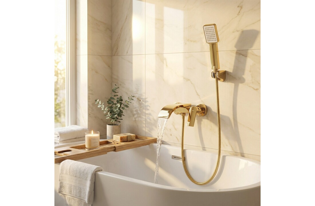 Bad- en douchemengkraan douchewandkraan goud