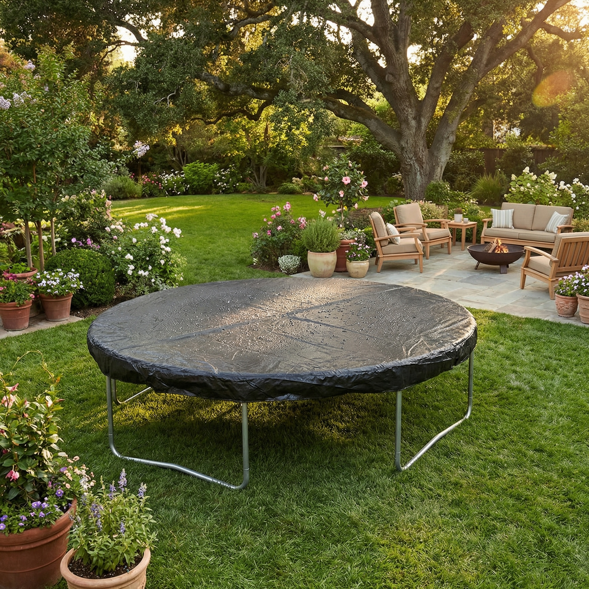 Afdekhoes trampoline - regenhoes - zwart - Ø 244 cm