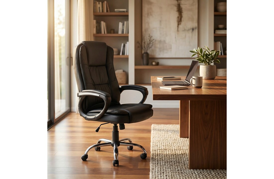 Bureaustoel met luxe zitting en armsteunen - zwart - verstelbaar