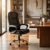 Bureaustoel met luxe zitting en armsteunen - zwart - verstelbaar