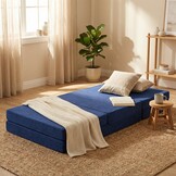 Logeermatras - navy blauw - camping matras - reismatras - opvouwbaar matras - 195 x 60 x 10