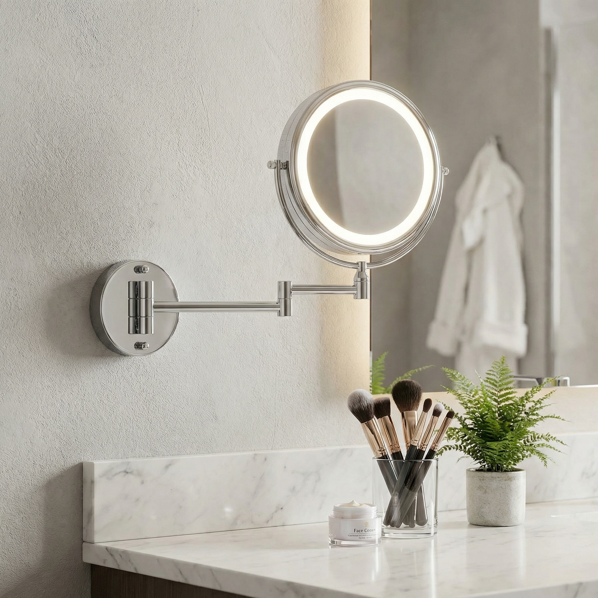 Make up spiegel - scheerspiegel - met LED - 20 cm - chroom