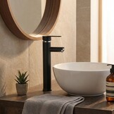 Hoge badkamerkraan - wastafelkraan - 31 cm hoog - zwart