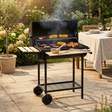 Barbecue met deksel en warmhoud rek - inc thermostaat - 104x68x94 cm