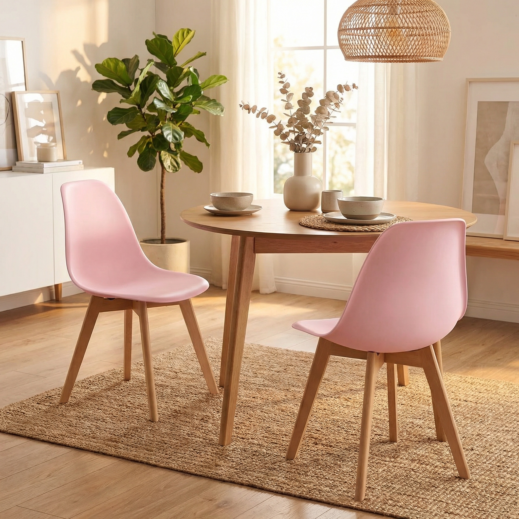 Eetkamerstoelen KITO - set van 2 eettafel stoelen - roze