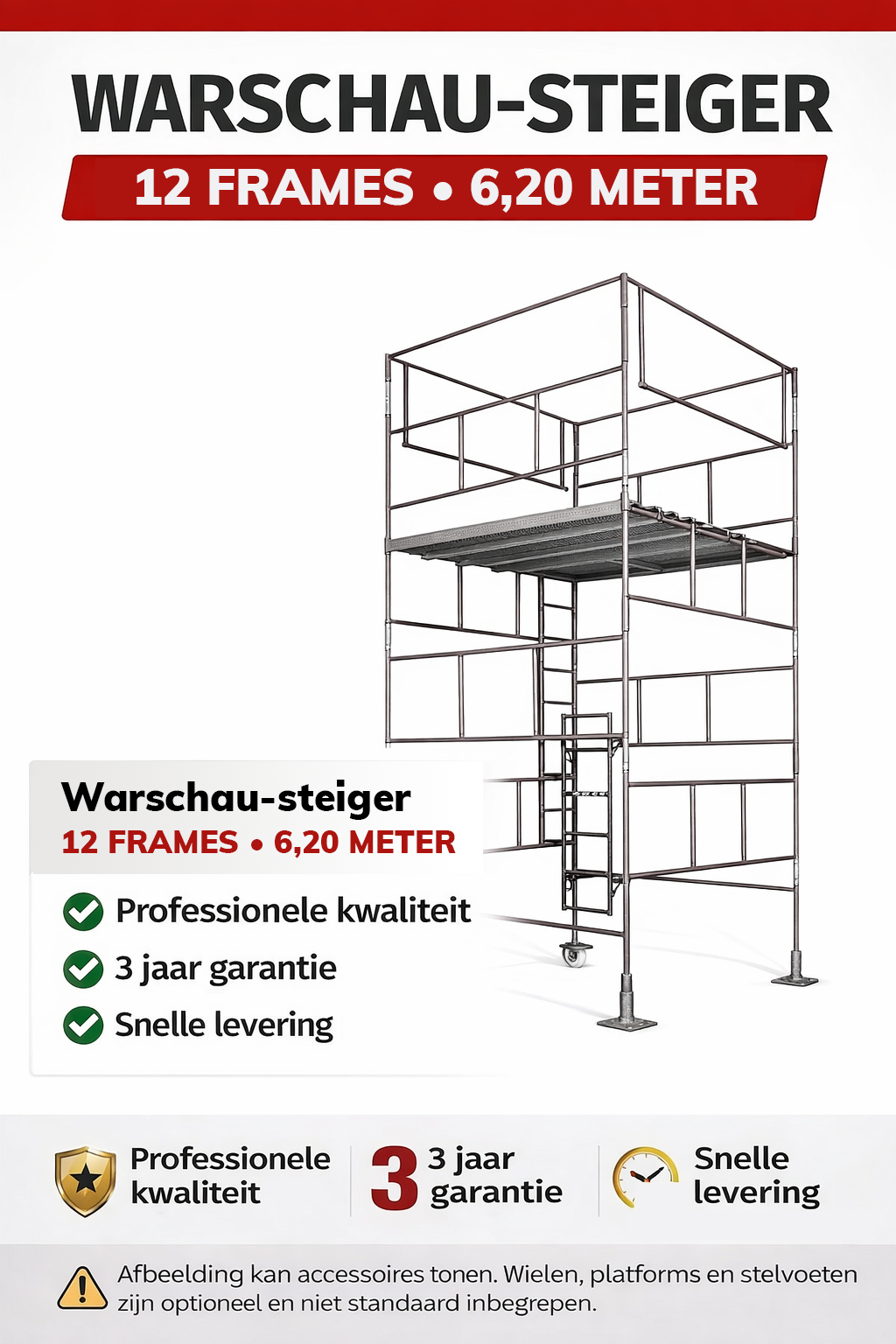 Warschau steiger - set 12 frames - werkhoogte 6,20 m - staal