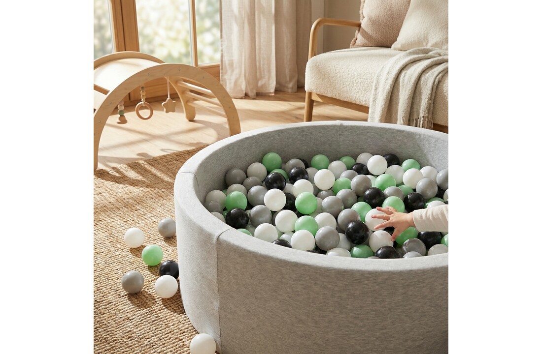 Ballenbak ballen 1000 stuks 7cm, wit, lichtgroen, grijs, zwart