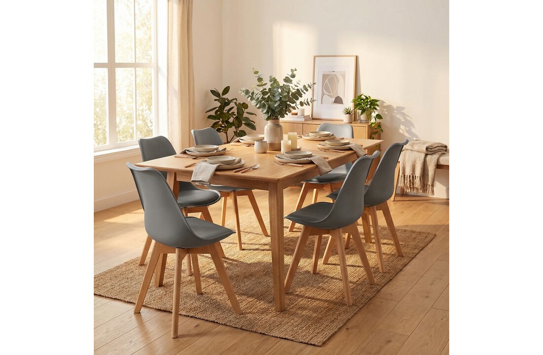 Eetkamerstoelen KITO - set van 6 eettafel stoelen - grijs