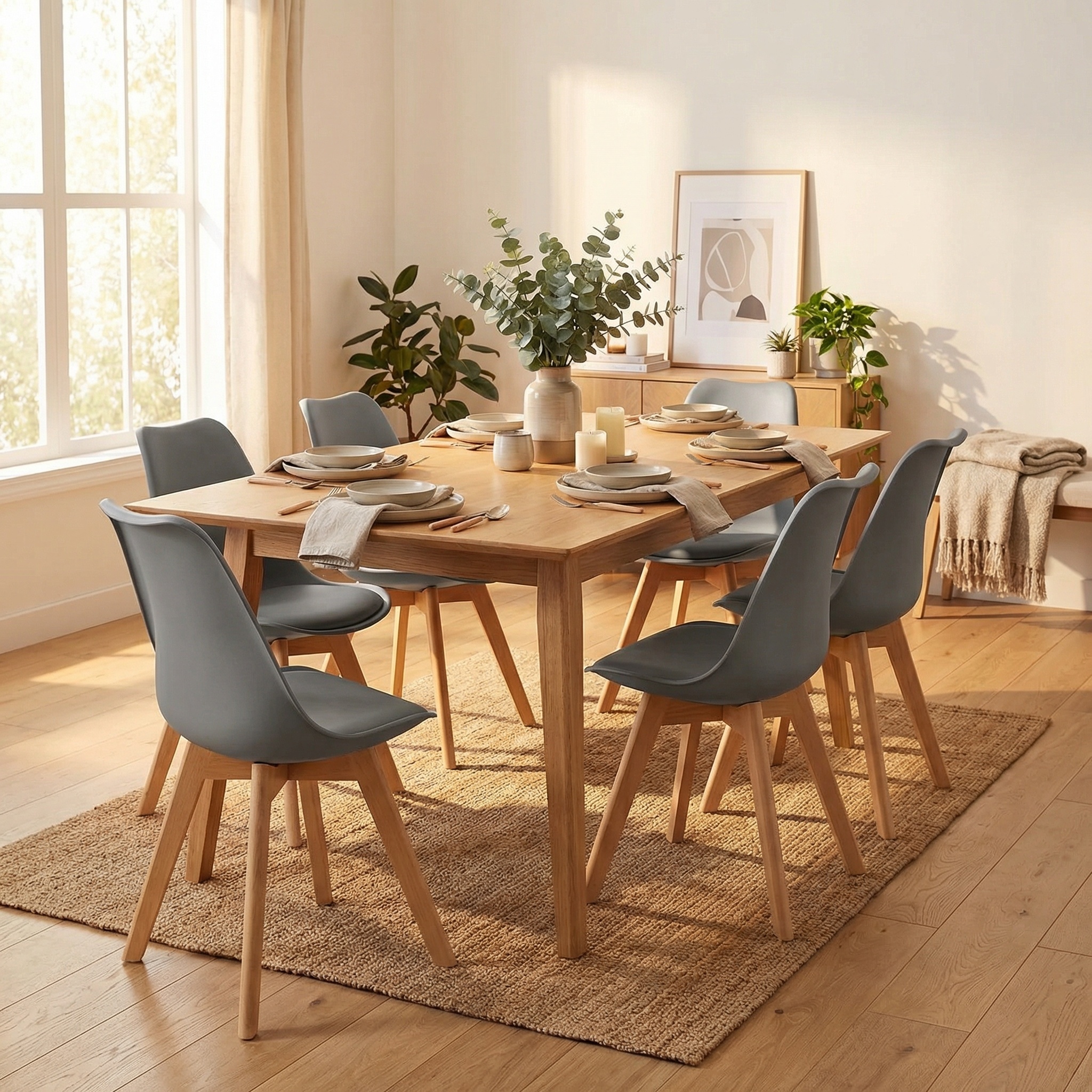 Eetkamerstoelen KITO - set van 6 eettafel stoelen - grijs