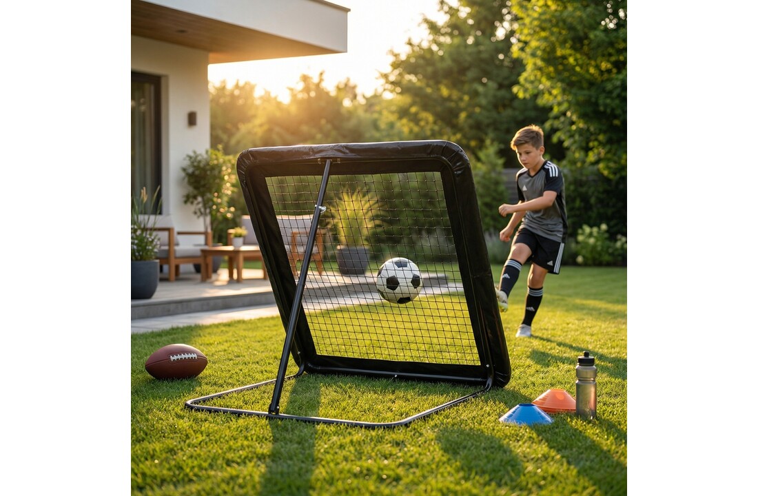 Rebounder - voetbal goal - 124x124 cm - zwart