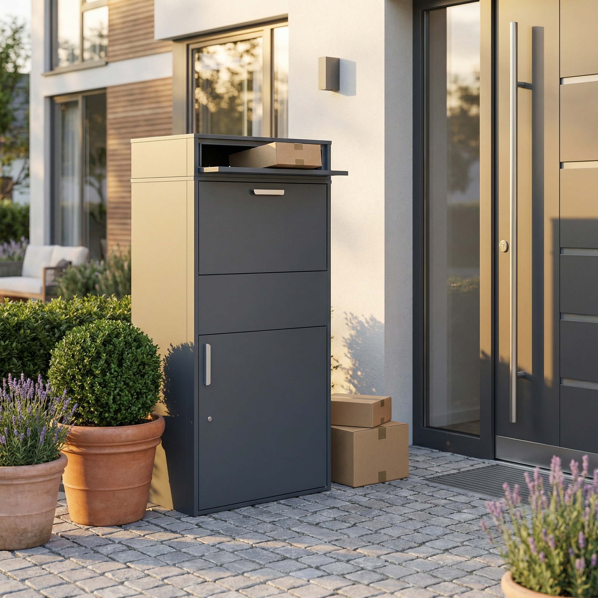 Pakketbrievenbus groot - 150 cm - staal - antraciet
