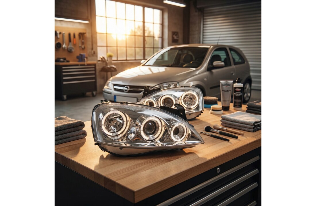 Koplampen dual halo rims geschikt voor Opel Corsa C 11 00-09 06 Angel Eyes chroom