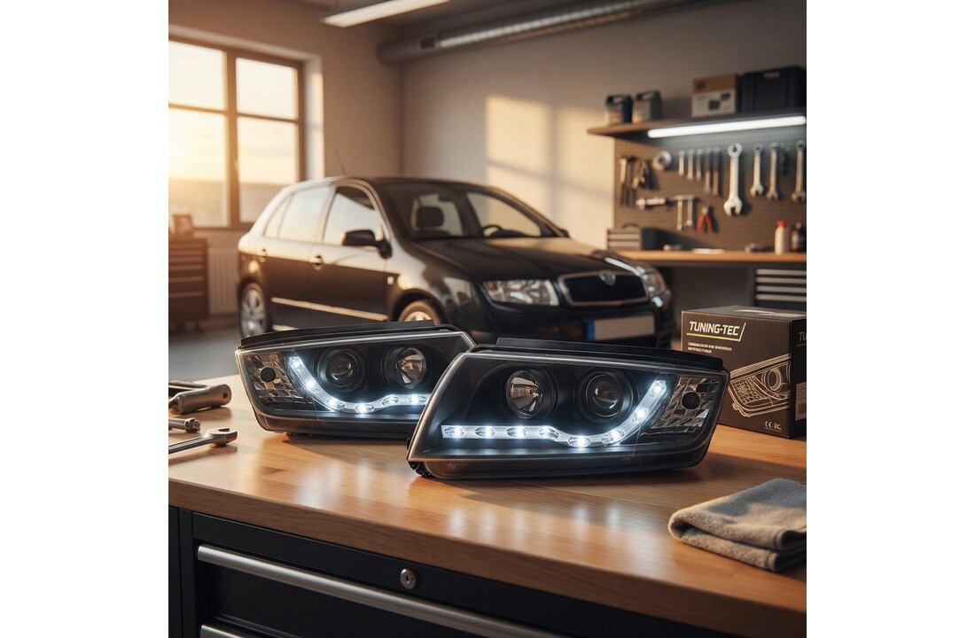 Koplampen met parkeerlicht geschikt voor Skoda Fabia 12 99-08 zwart