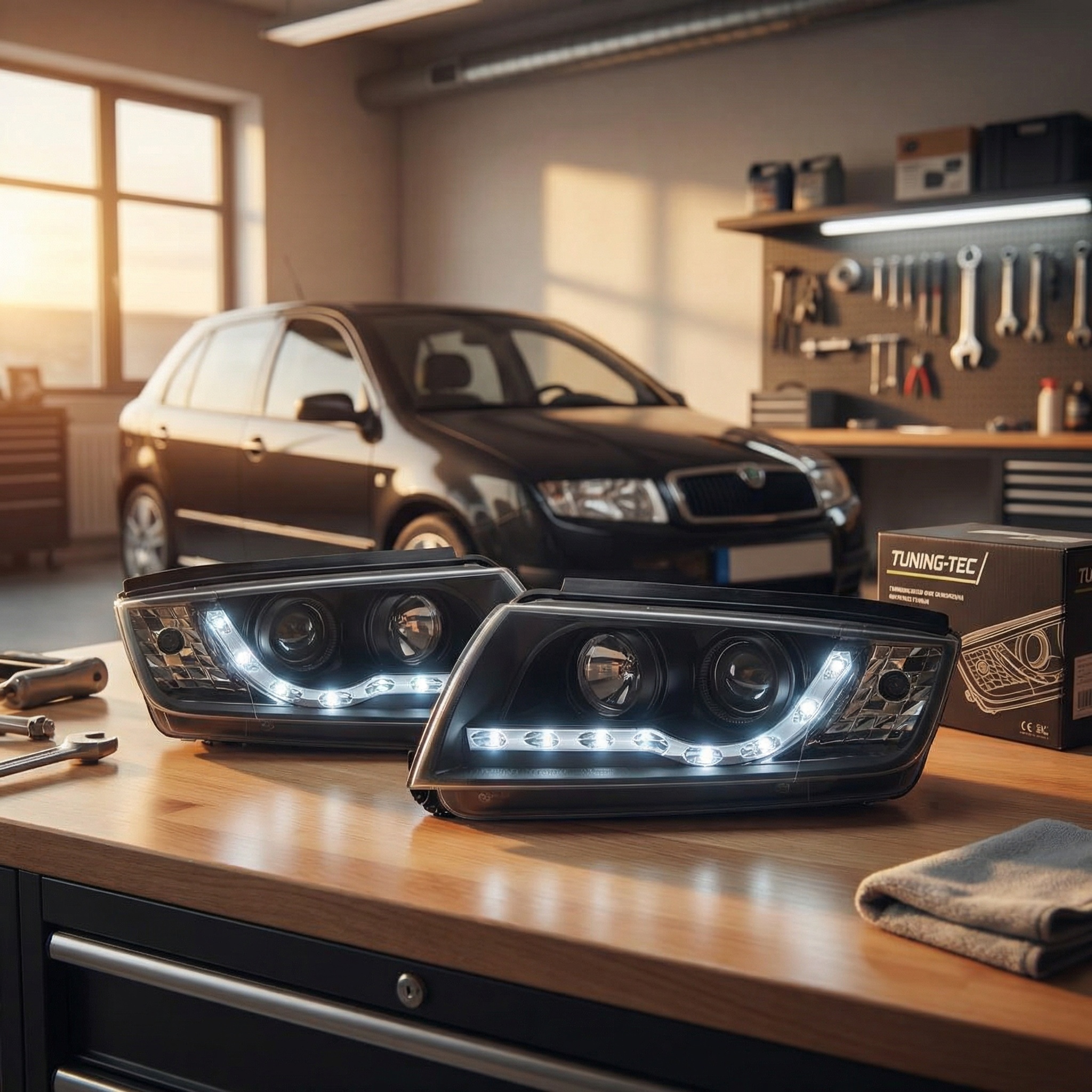 Koplampen met parkeerlicht geschikt voor Skoda Fabia 12 99-08 zwart