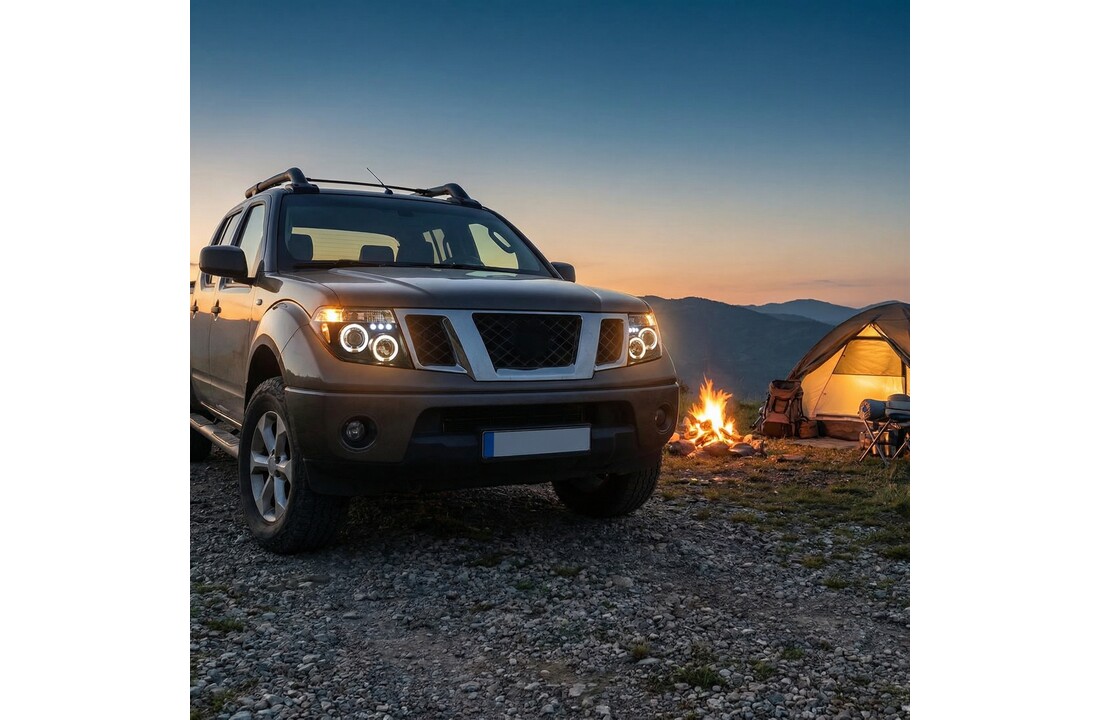 Koplampen dual halo rims geschikt voor NISSAN NAVARA D40/PATHFINDER 05-10 ANGEL EYES ZWART