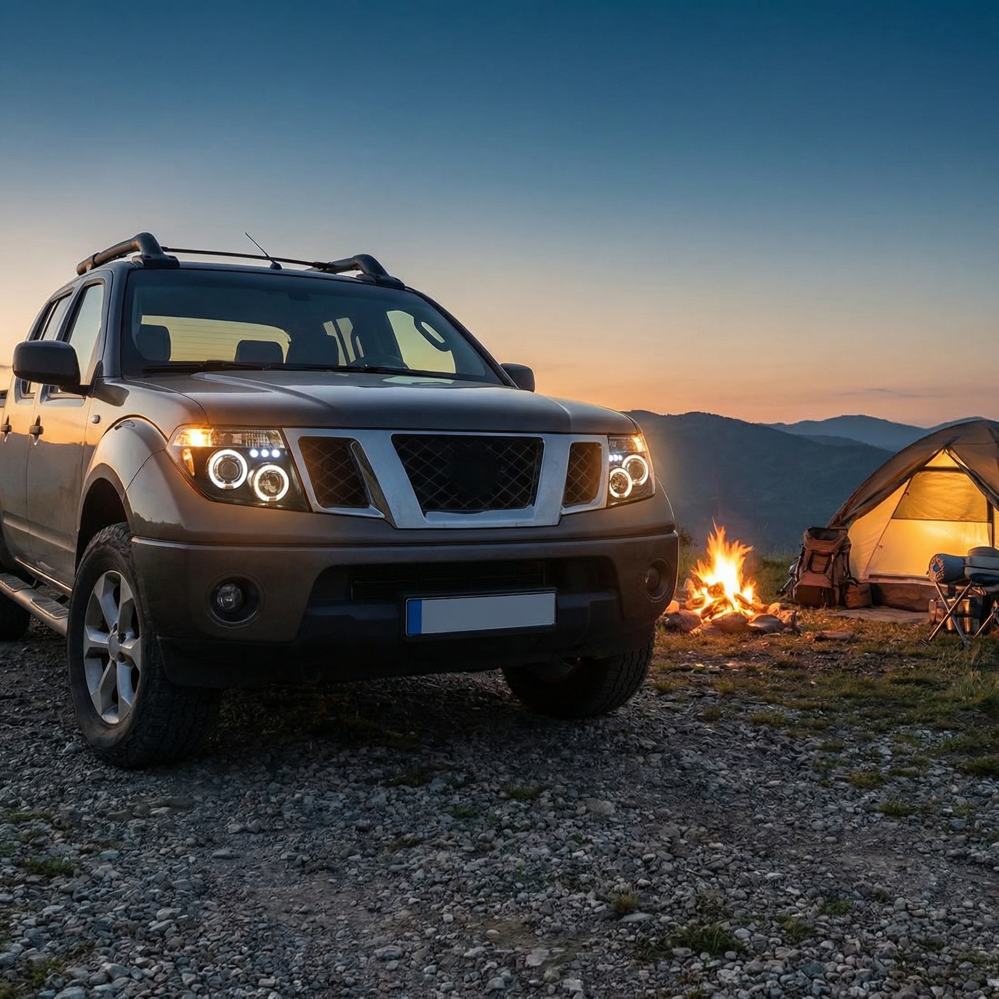 Koplampen dual halo rims geschikt voor NISSAN NAVARA D40/PATHFINDER 05-10 ANGEL EYES ZWART