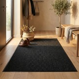 Deurmat - 80x120 cm – absorberend – zwart geribbeld