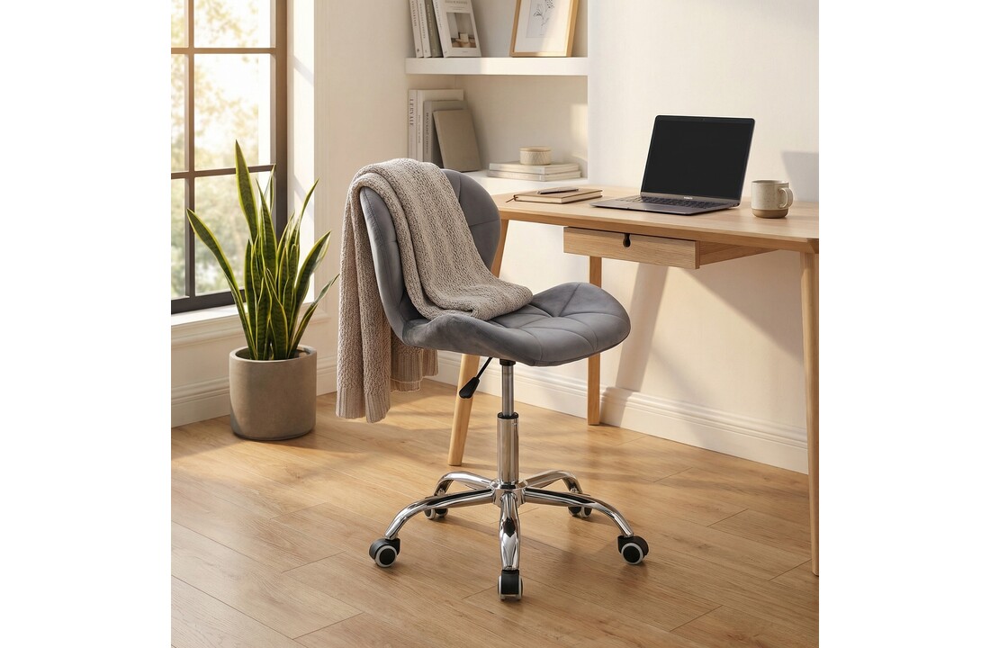 Bureaustoel - velvet - in hoogte verstelbaar - grijs