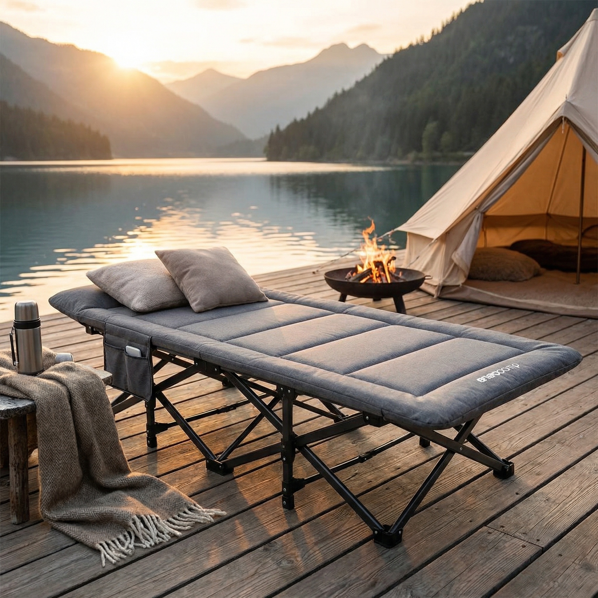 Veldbed deluxe - 190x70x36,5cm - opvouwbaar - tot 120 kg