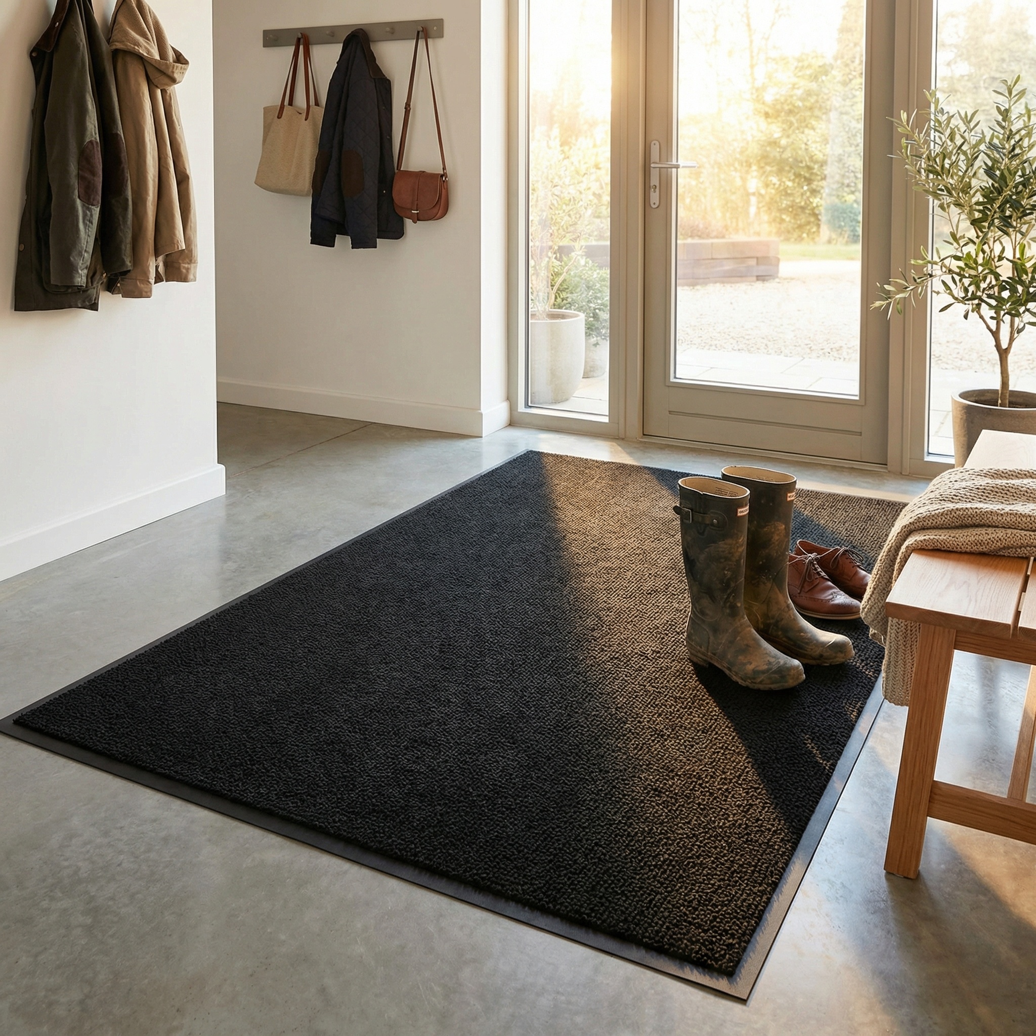 Deurmat - droogloopmat - inloopmat - 120 x 180 cm - zwart