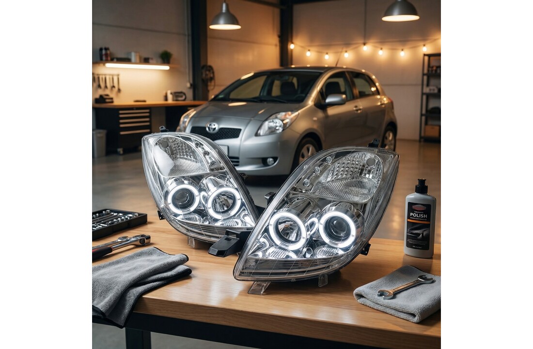 Koplampen geschikt voor Toyota Yaris 06-09 Angel Eyes chroom
