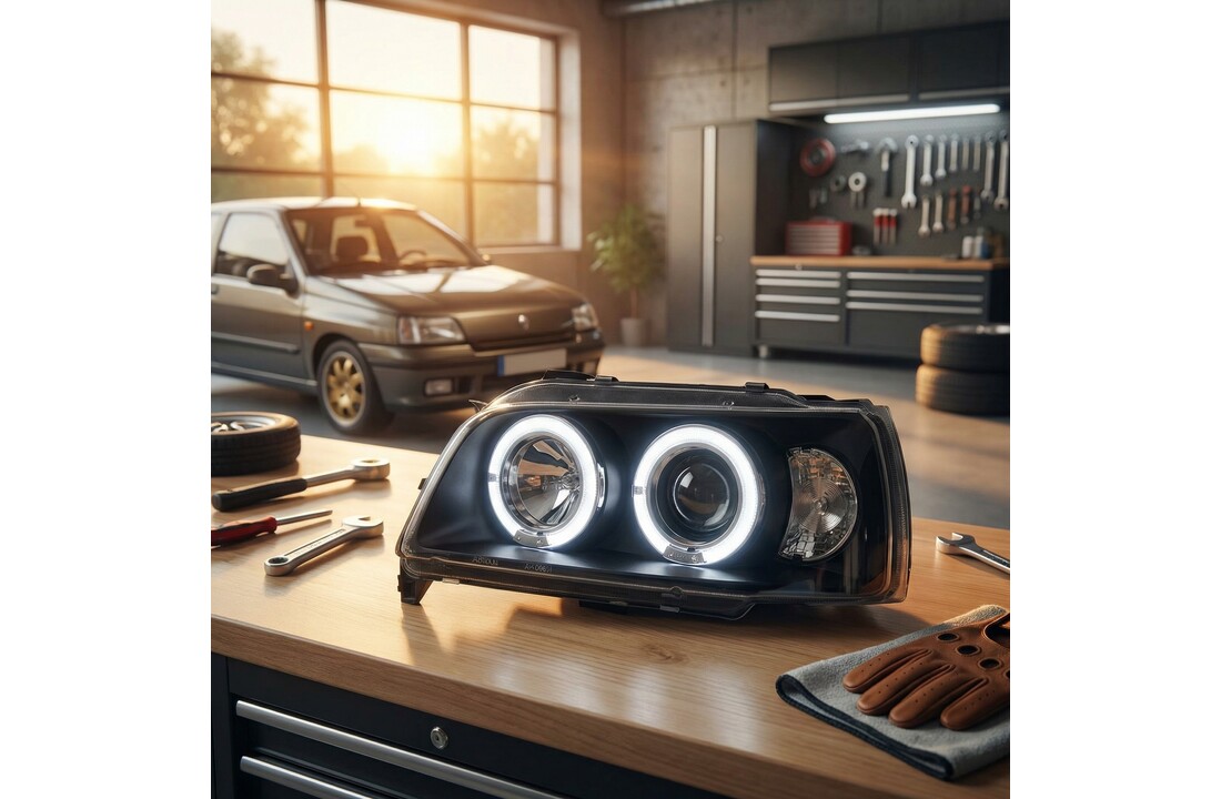 Koplampen geschikt voor Renault Clio 06 90-95 Angel Eyes zwart