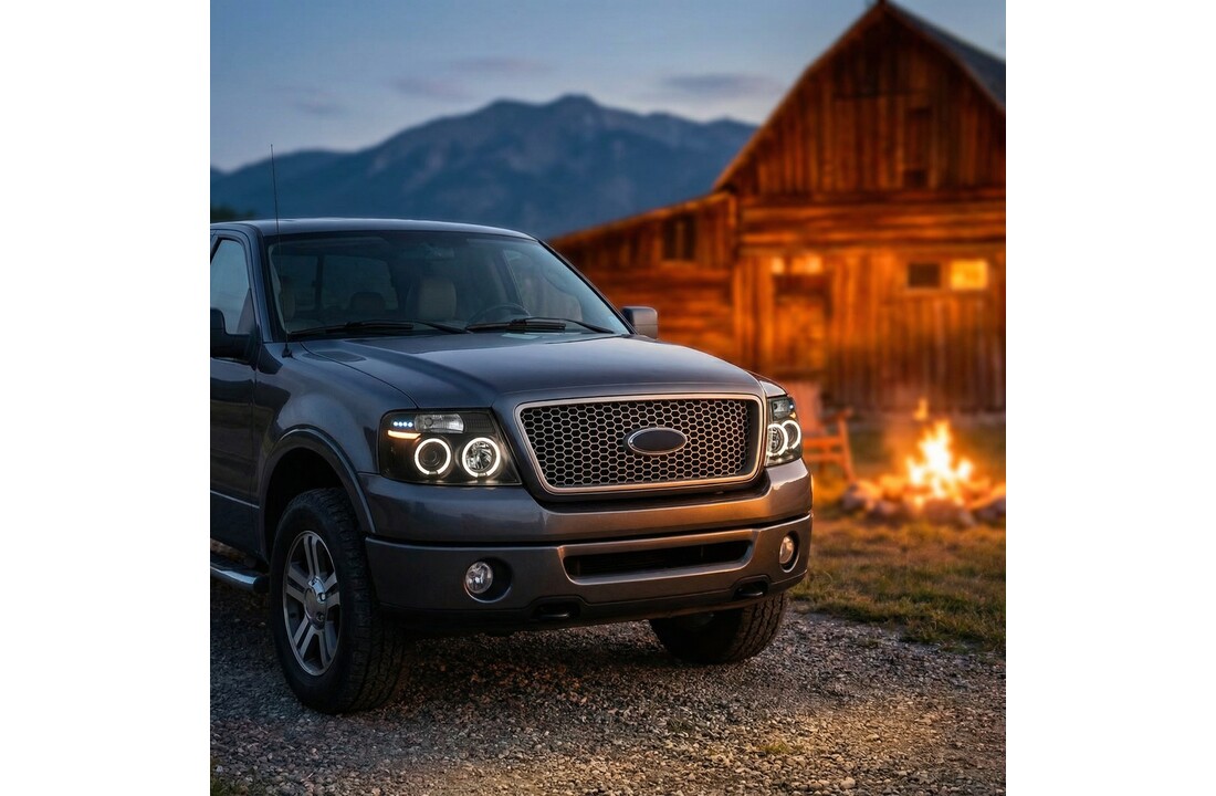 Koplampen dual halo rims geschikt voor Ford F150 MK 11 04-08 Angel Eyes zwart