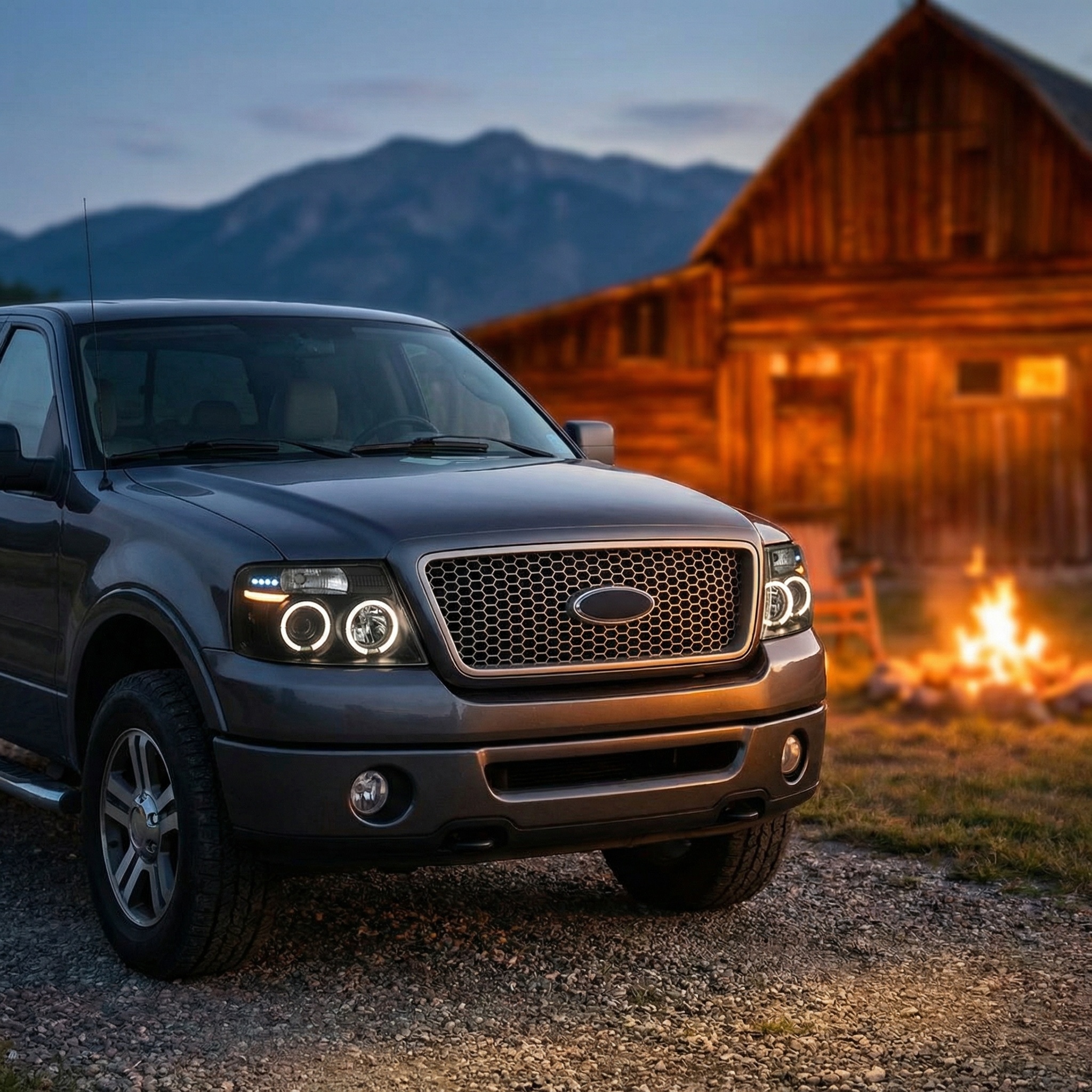 Koplampen dual halo rims geschikt voor Ford F150 MK 11 04-08 Angel Eyes zwart