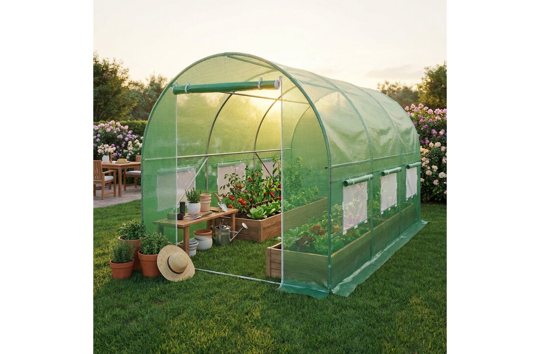 Tuinkas 4 x2,5x2 meter - 10m2 - metalen frame - klamboe ramen