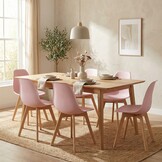 Eetkamerstoelen KITO - set van 6 eettafel stoelen - roze
