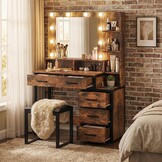 Kaptafel - met spiegel en licht - 92x40x143,5 cm - industrieel