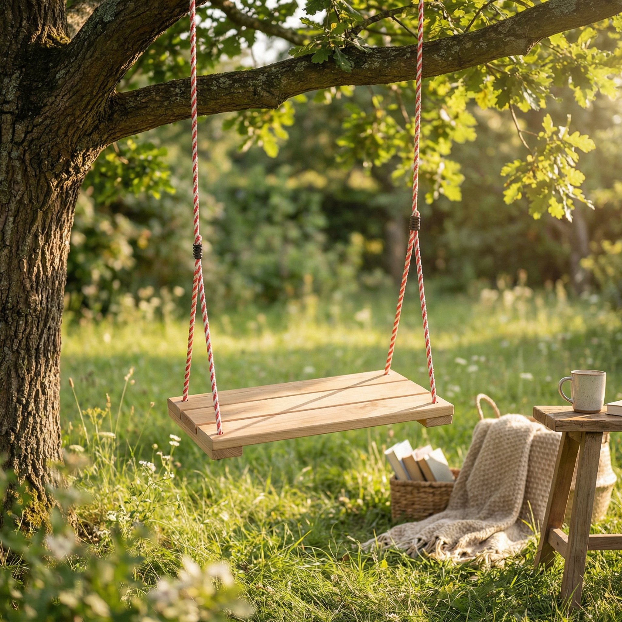 Houten schommel - groot - 70x23 cm - naturel