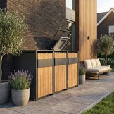 Container ombouw - 3 containers - staal - houtlook antraciet