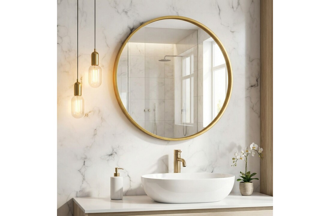 Ronde spiegel - badkamerspiegel - wandspiegel - ø 70 cm - goud