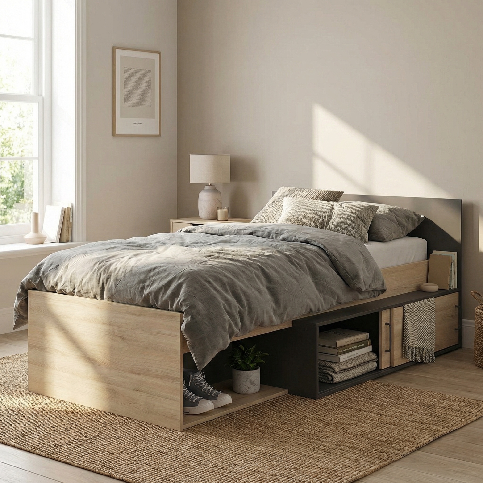 Houten bed - 90x200 cm met handige opberglade