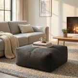 Poef Luca - vilt - grafiet - 75cm c 30cm