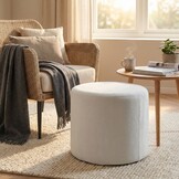 Poef imperia pluche - gebroken wit met grijs/blauwe gloed - 43cm x 53cm