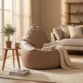 Zitzak fauteuil cappuccino- zitkussen relaxkussen - gevuld - kunstleer