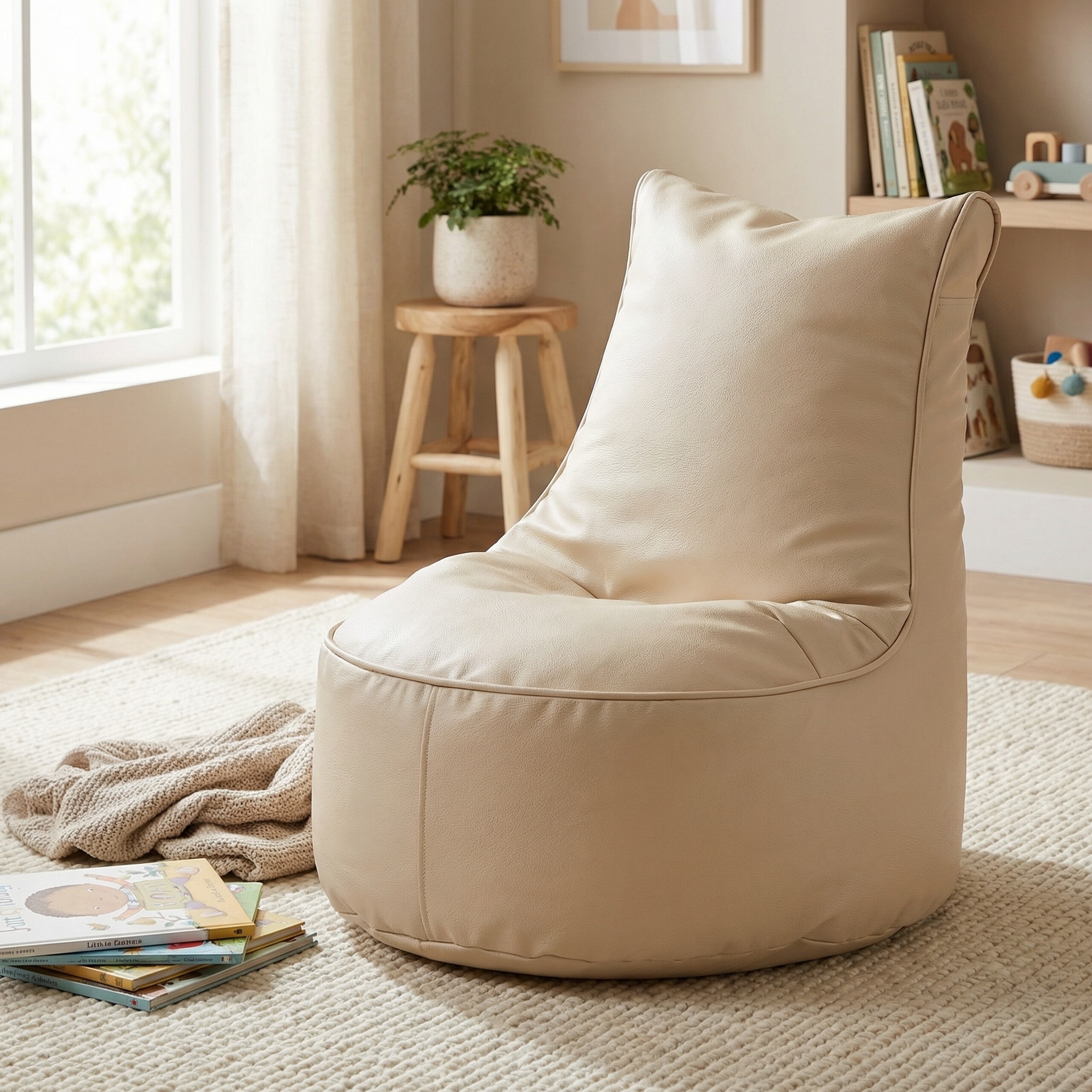 Zitzak kind 75cm beige kunstleer