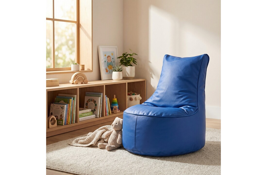 Zitzak kind 75cm blauw kunstleer