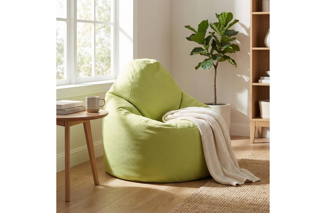 Zitzak fauteuil lichtgroen- loungestoel zitkussen relaxkussen