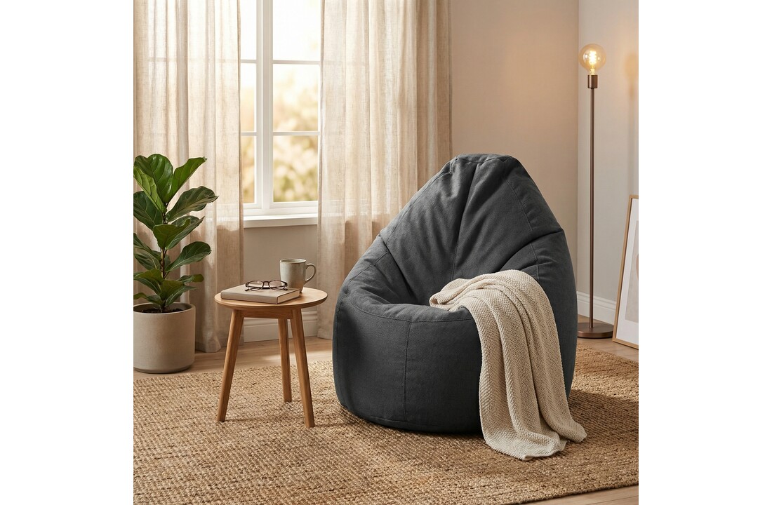 Zitzak fauteuil donkergrijs- loungestoel zitkussen relaxkussen