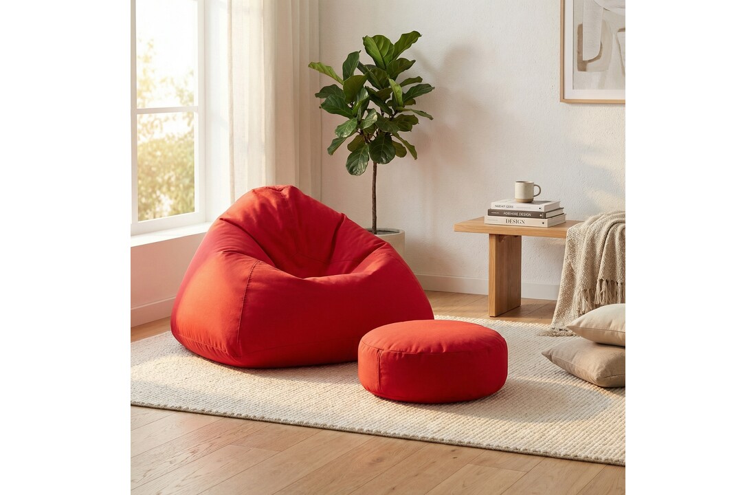 Zitzak Fauteuil XXL rood - Loungestoel Zitkussen Relaxkussen