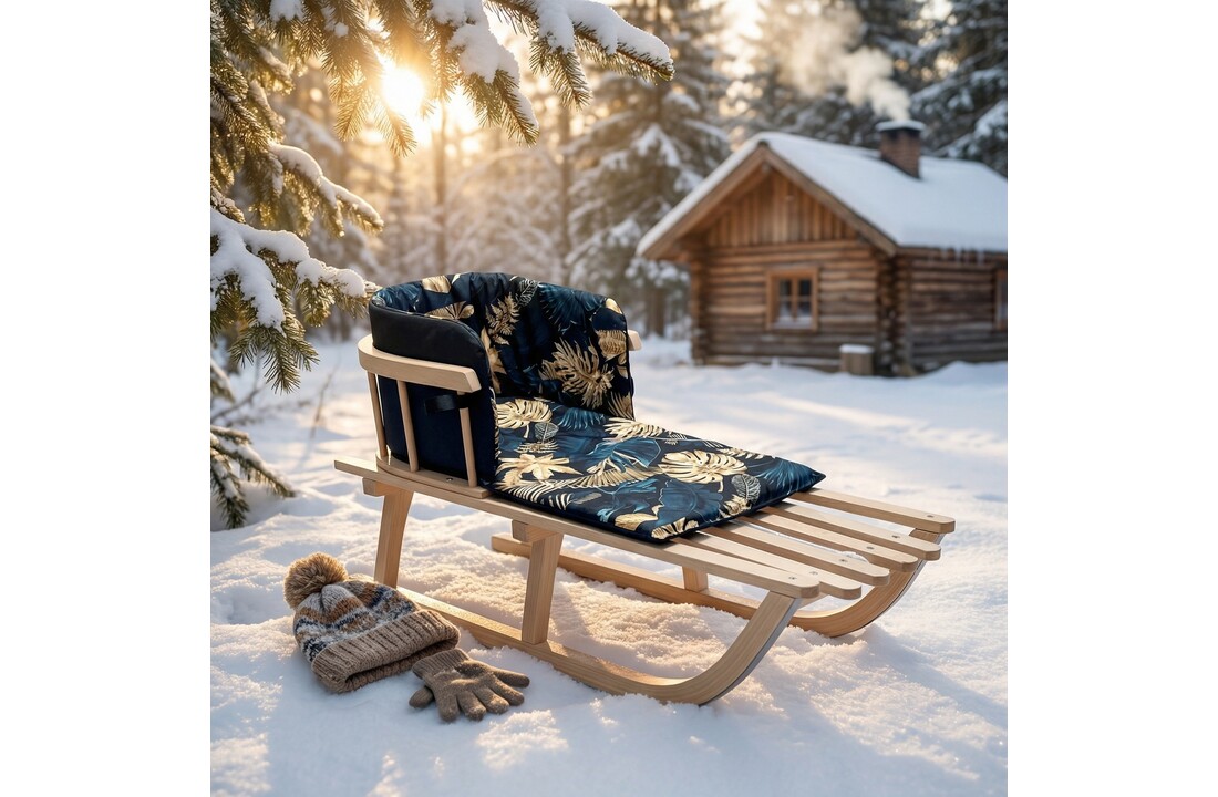 Kussen voor op de slee - waterdicht - bladeren patroon groen