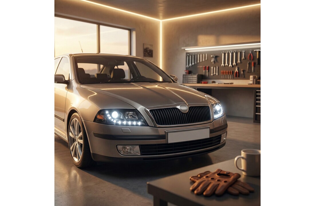 Koplampen met parkeerlicht geschikt voor Skoda Octavia 2 03 04-08 zwart