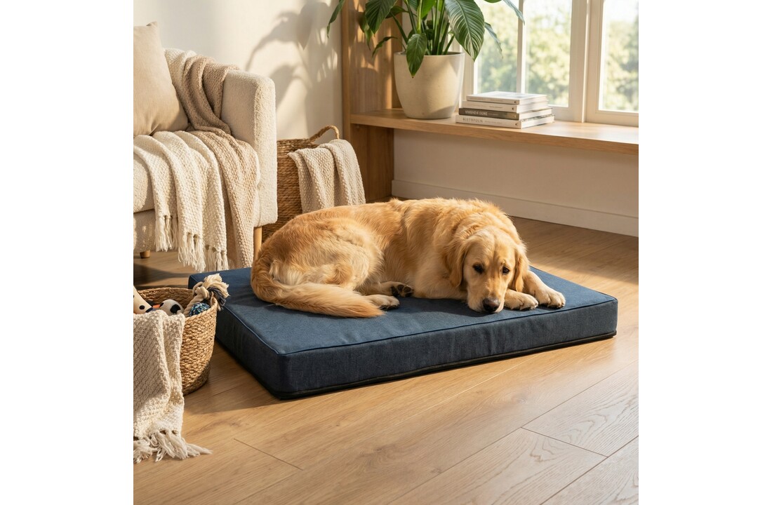 Hondenkussen - maat L - 60x80x8cm - wasbaar - marineblauw