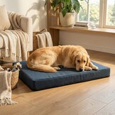 Hondenkussen - maat L - 60x80x8cm - wasbaar - marineblauw