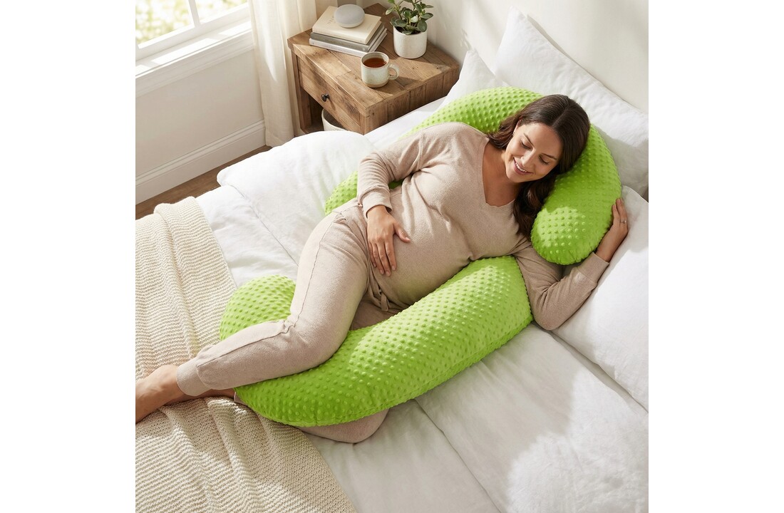 Voedingskussen - Zwangerschapskussen - 100% katoen - 240 cm - groen