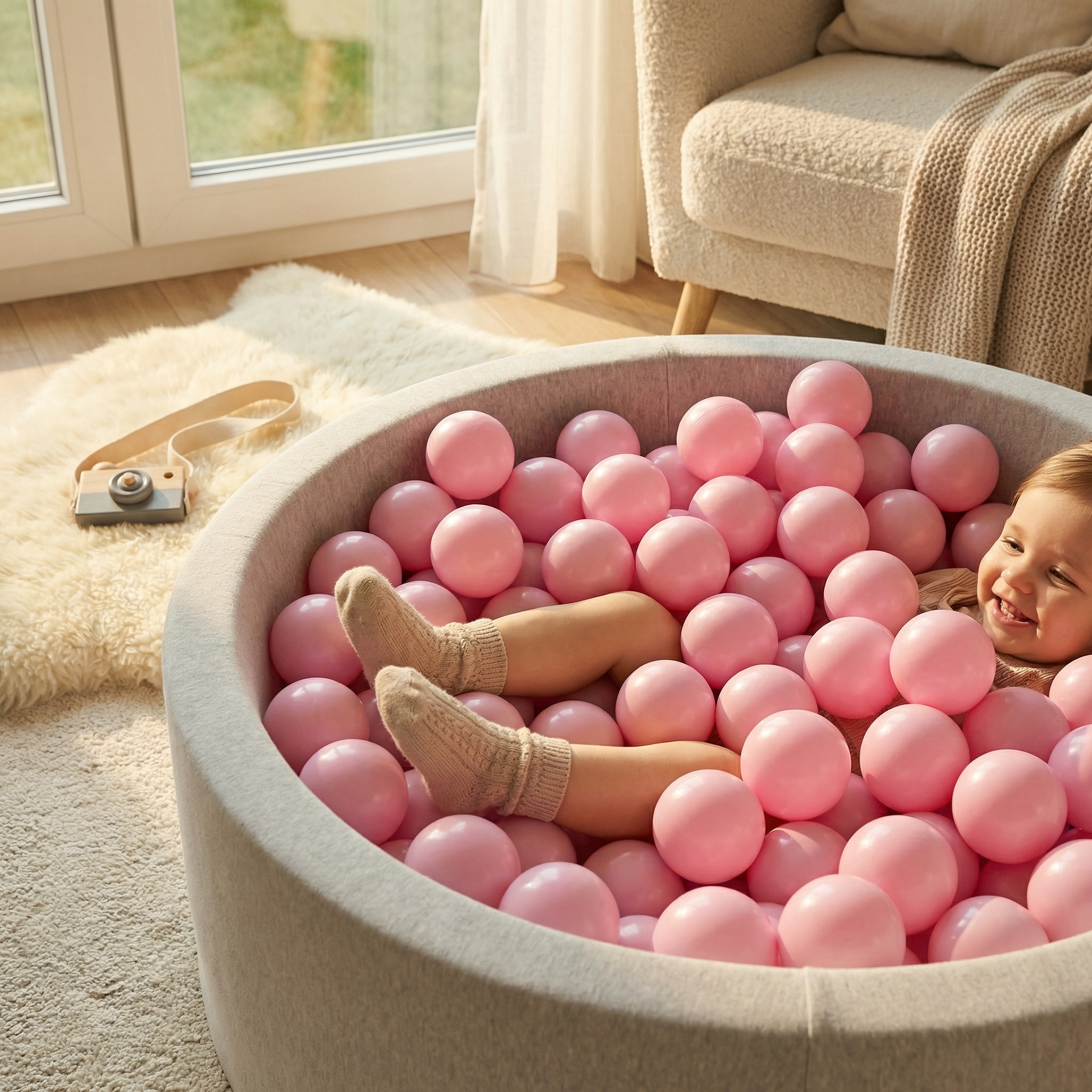 Ballenbak ballen poeder roze (70mm) 500 stuks