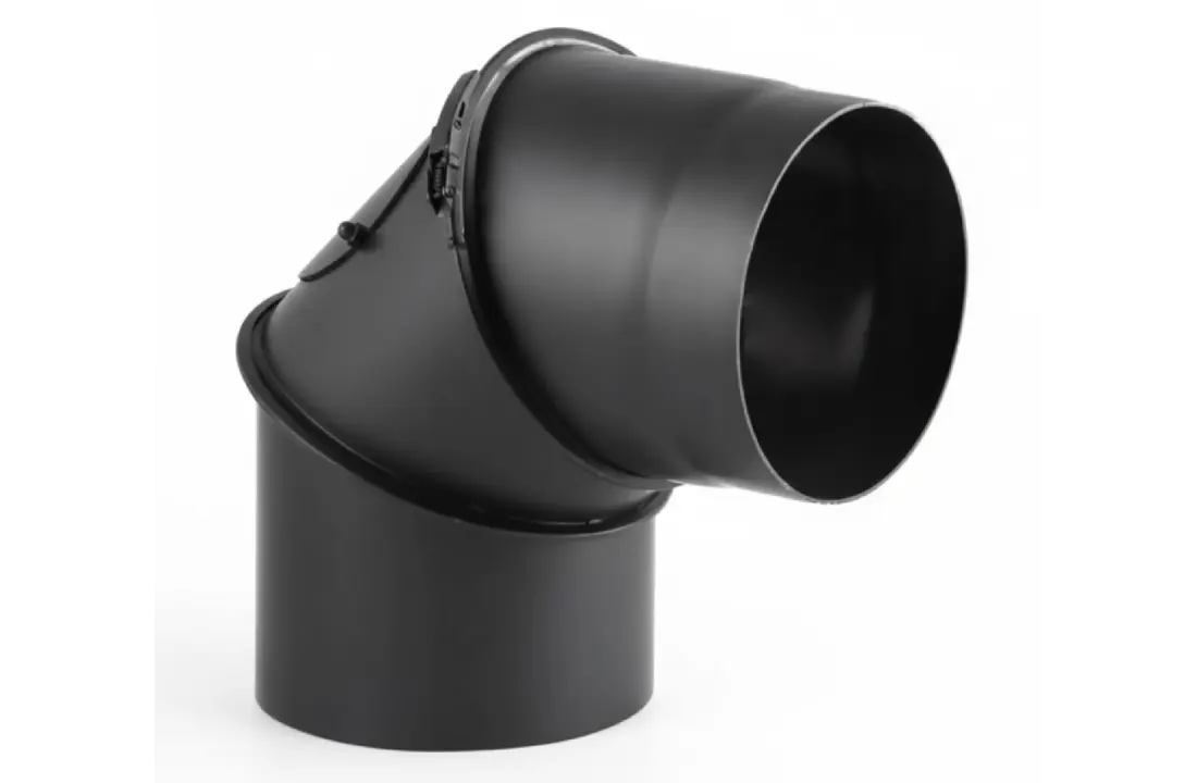 Kachelpijp - bocht - 90 graden - 2mm staal - Ø 130 mm - zwart